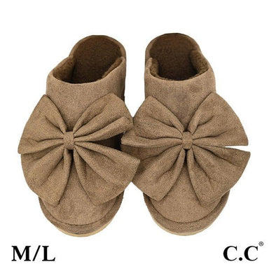 C.C. Faux Suede Bow Slippers - The Bronze Butterfly