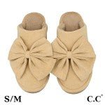 C.C. Faux Suede Bow Slippers - The Bronze Butterfly