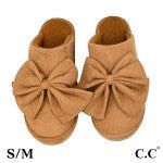 C.C. Faux Suede Bow Slippers - The Bronze Butterfly