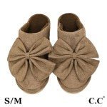 C.C. Faux Suede Bow Slippers - The Bronze Butterfly