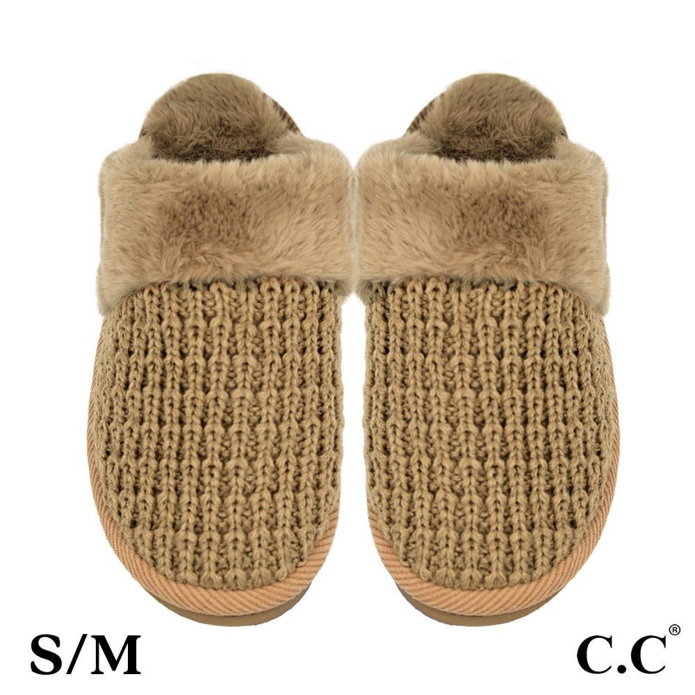 C.C. Waffle Knitted Slippers - The Bronze Butterfly