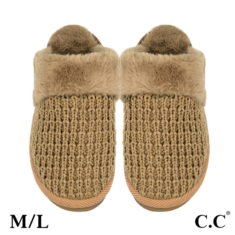 C.C. Waffle Knitted Slippers - The Bronze Butterfly