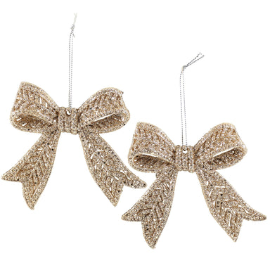 Champagne Bows Ornament Set - The Bronze Butterfly