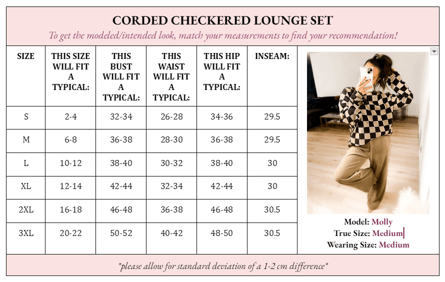 Checkered Corded Crew Sweater Set - The Bronze Butterfly