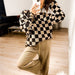 Checkered Corded Crew Sweater Set - The Bronze Butterfly