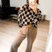 Checkered Corded Crew Sweater Set - The Bronze Butterfly