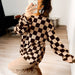 Checkered Corded Crew Sweater Set - The Bronze Butterfly