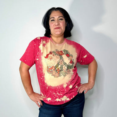 CHRISTMAS PEACE WREATH RED TEE - The Bronze Butterfly