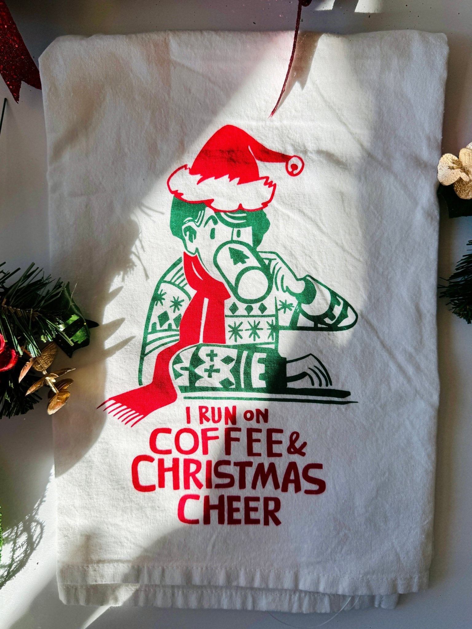 COFFEE & CHRISTMAS CHEER KITCHEN TOWEL - The Bronze Butterfly