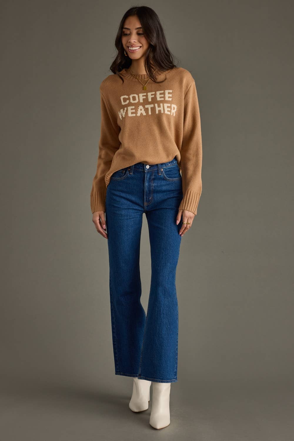 Coffee Weather Sweater Light Brown - The Bronze Butterfly