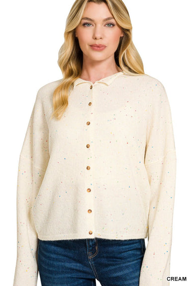Collared button down cardigan sweater - The Bronze Butterfly