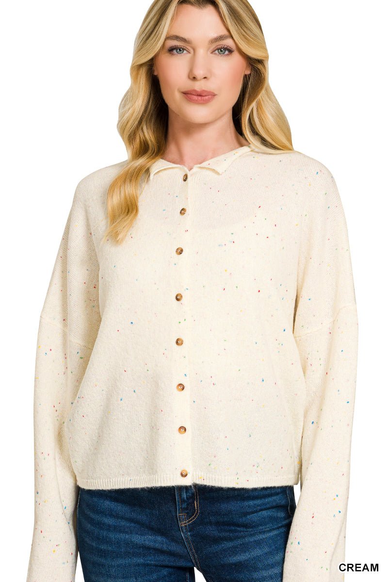 Collared button down cardigan sweater - The Bronze Butterfly