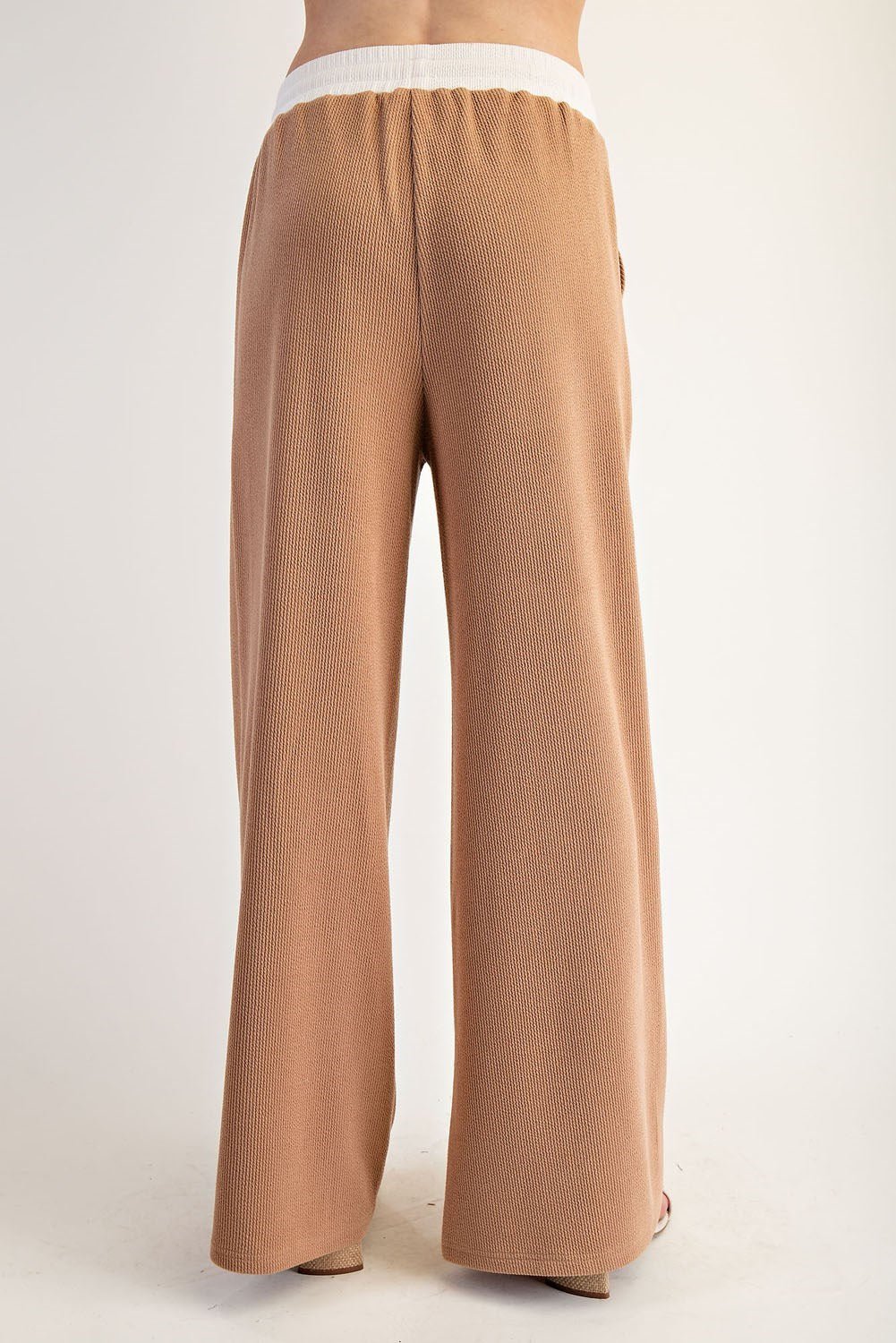 Contrast Waist Straight Leg Pants - The Bronze Butterfly