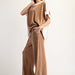Contrast Waist Straight Leg Pants - The Bronze Butterfly