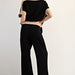 Contrast Waist Straight Leg Pants - The Bronze Butterfly