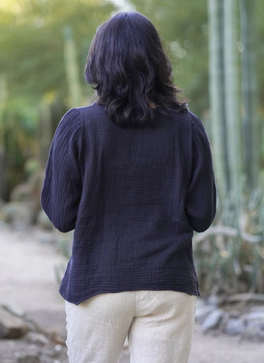 Coralee Double Cotton Gauze Top Black - The Bronze Butterfly