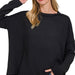Corded Rib Raw Edge Long Sleeve Top - The Bronze Butterfly