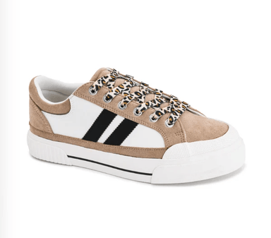 Corkys That's Her Sneaker in Sand, White & Black - The Bronze Butterfly