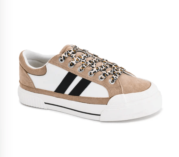Corkys That's Her Sneaker in Sand, White & Black - The Bronze Butterfly