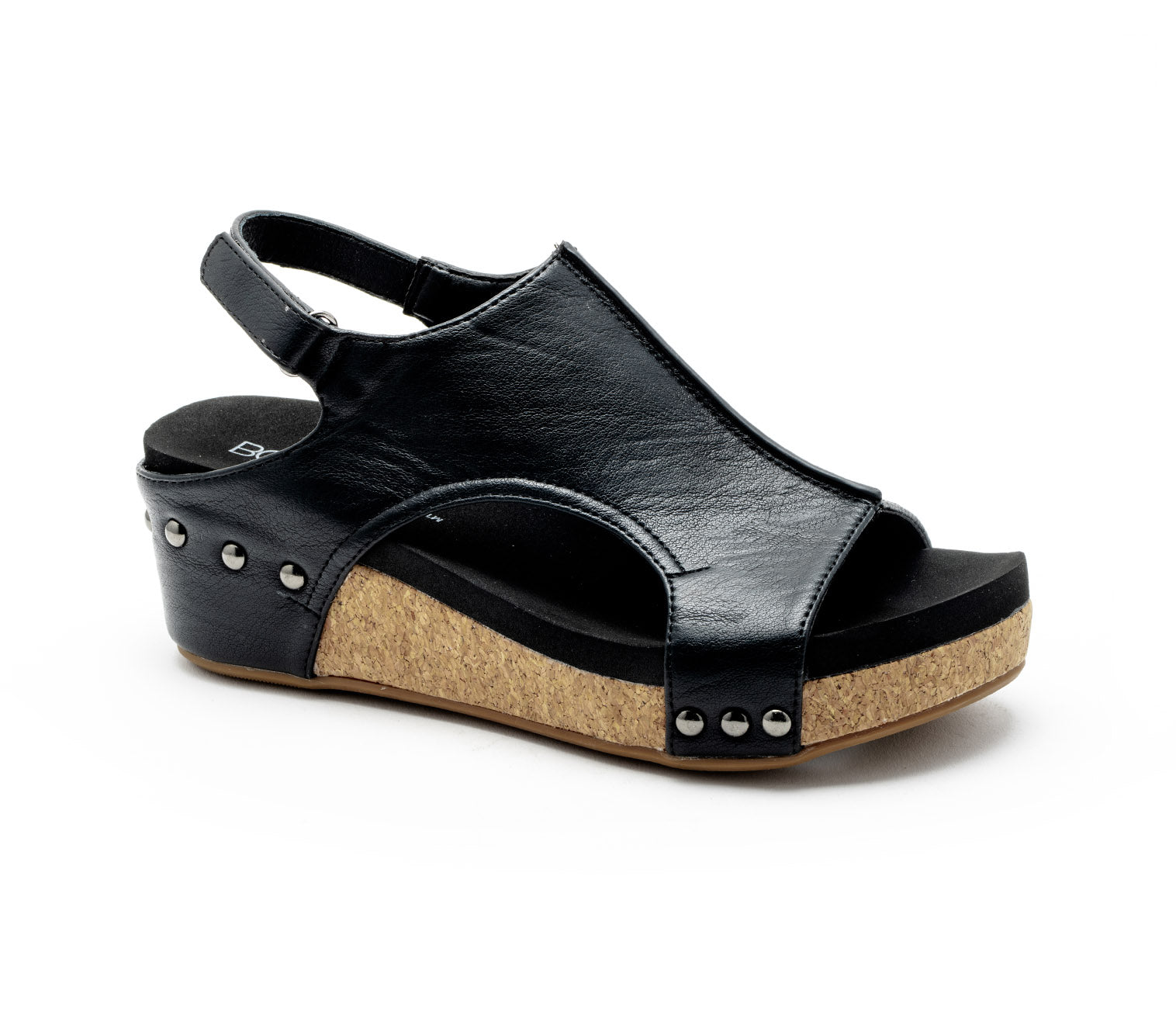 Corkys Volta II Wedge Sandals in Black Smooth - The Bronze Butterfly