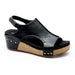 Corkys Volta II Wedge Sandals in Black Smooth - The Bronze Butterfly