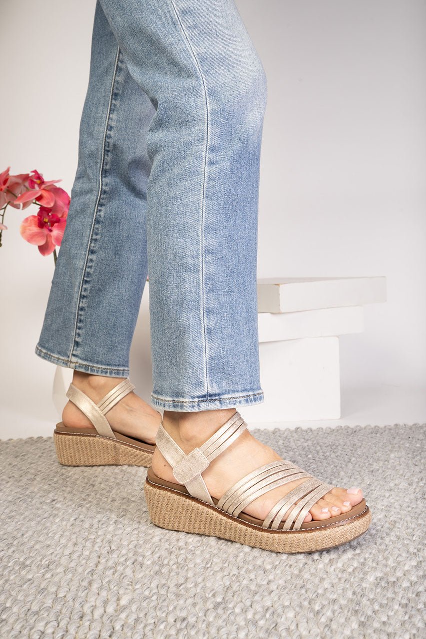 Corkys What About Now Gold Woven Platform Sandals - The Bronze Butterfly