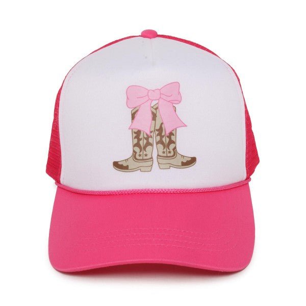 Cowgirl Boot & Bow Baseball Cap - The Bronze Butterfly
