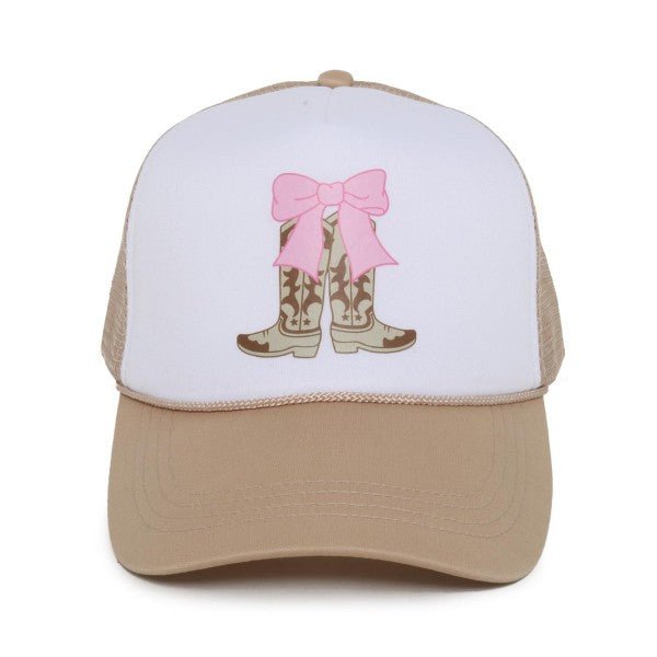 Cowgirl Boot & Bow Baseball Cap - The Bronze Butterfly