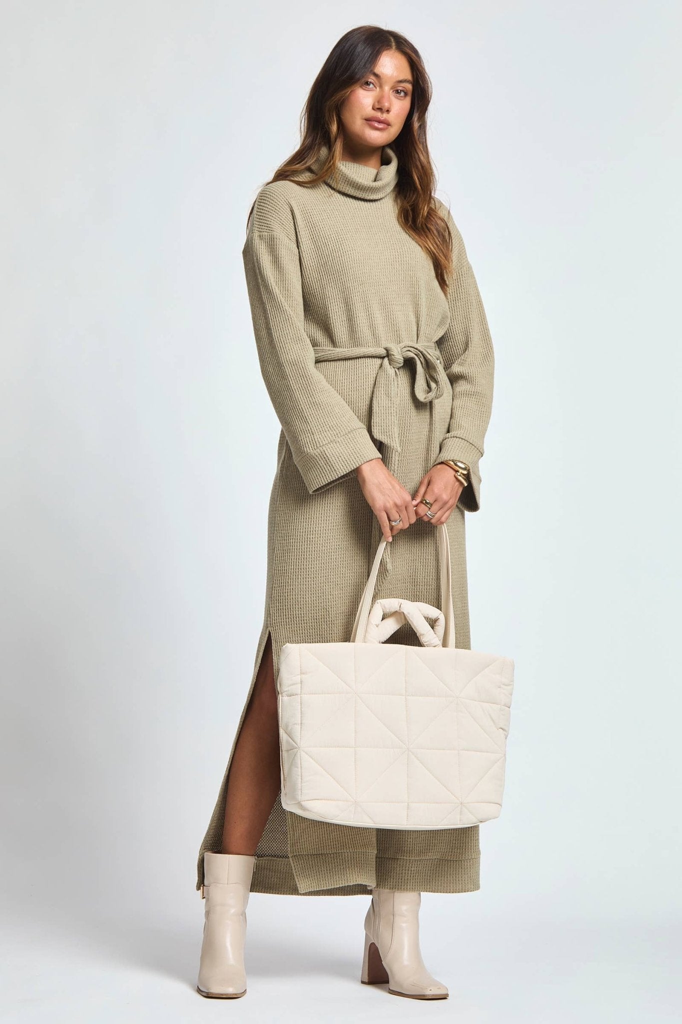 Cowl Neck Waist Tie Maxi Dress - The Bronze Butterfly