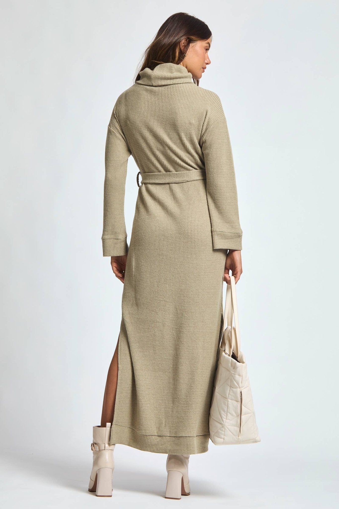 Cowl Neck Waist Tie Maxi Dress - The Bronze Butterfly