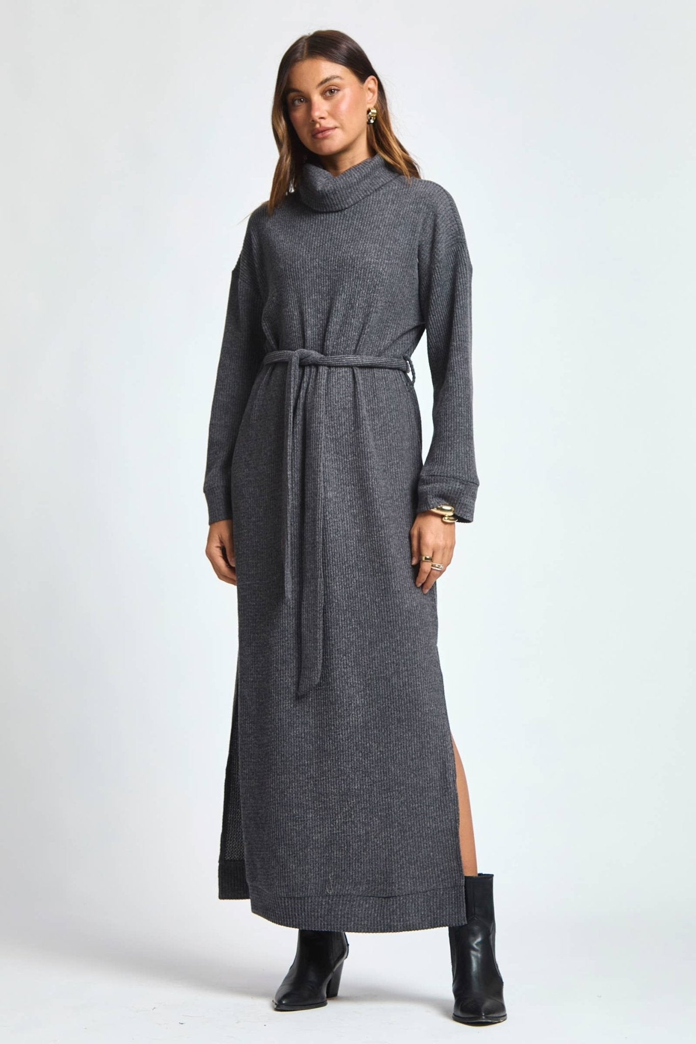 Cowl Neck Waist Tie Maxi Dress - The Bronze Butterfly