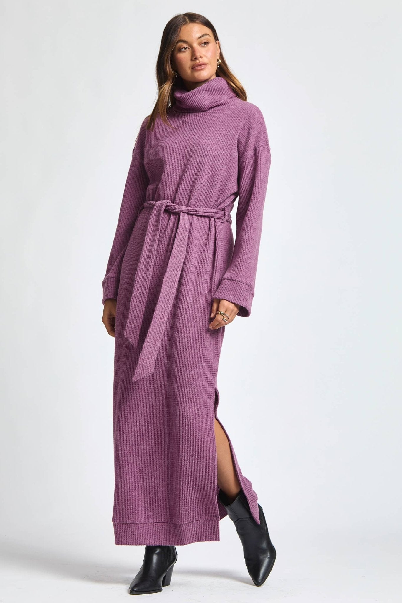 Cowl Neck Waist Tie Maxi Dress - The Bronze Butterfly