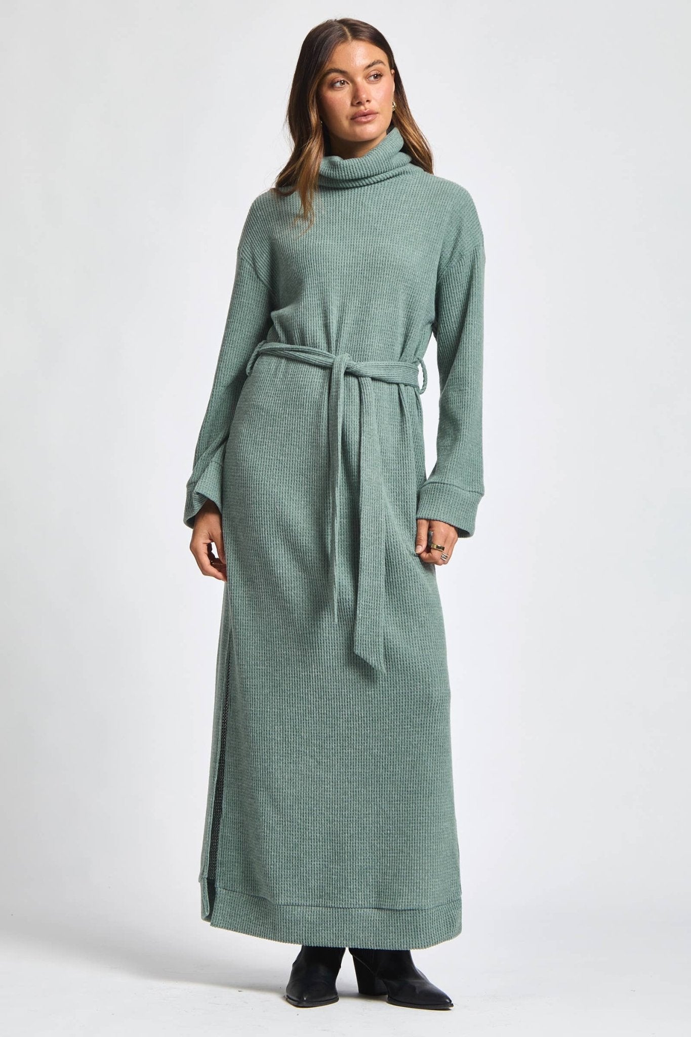 Cowl Neck Waist Tie Maxi Dress - The Bronze Butterfly