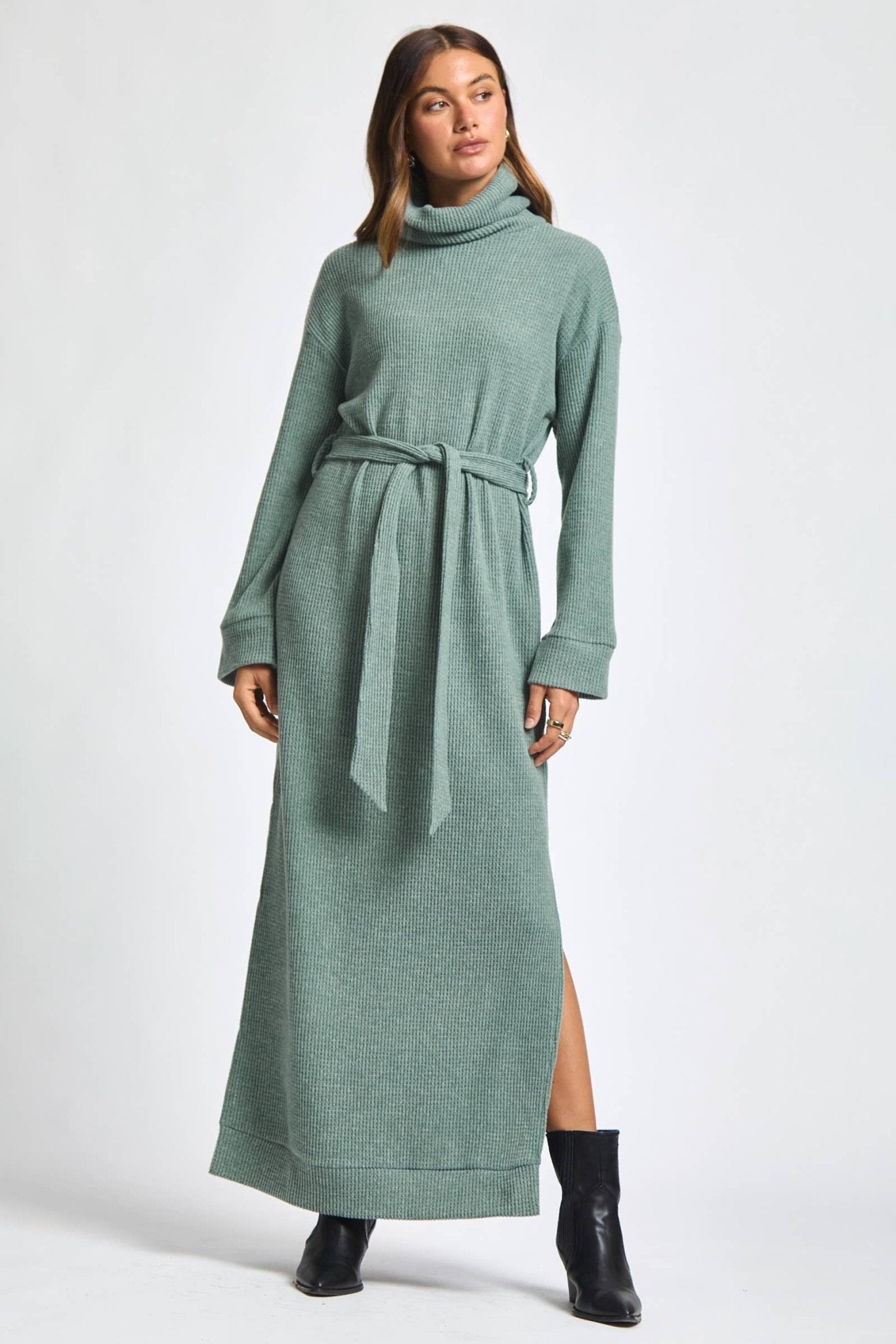 Cowl Neck Waist Tie Maxi Dress - The Bronze Butterfly