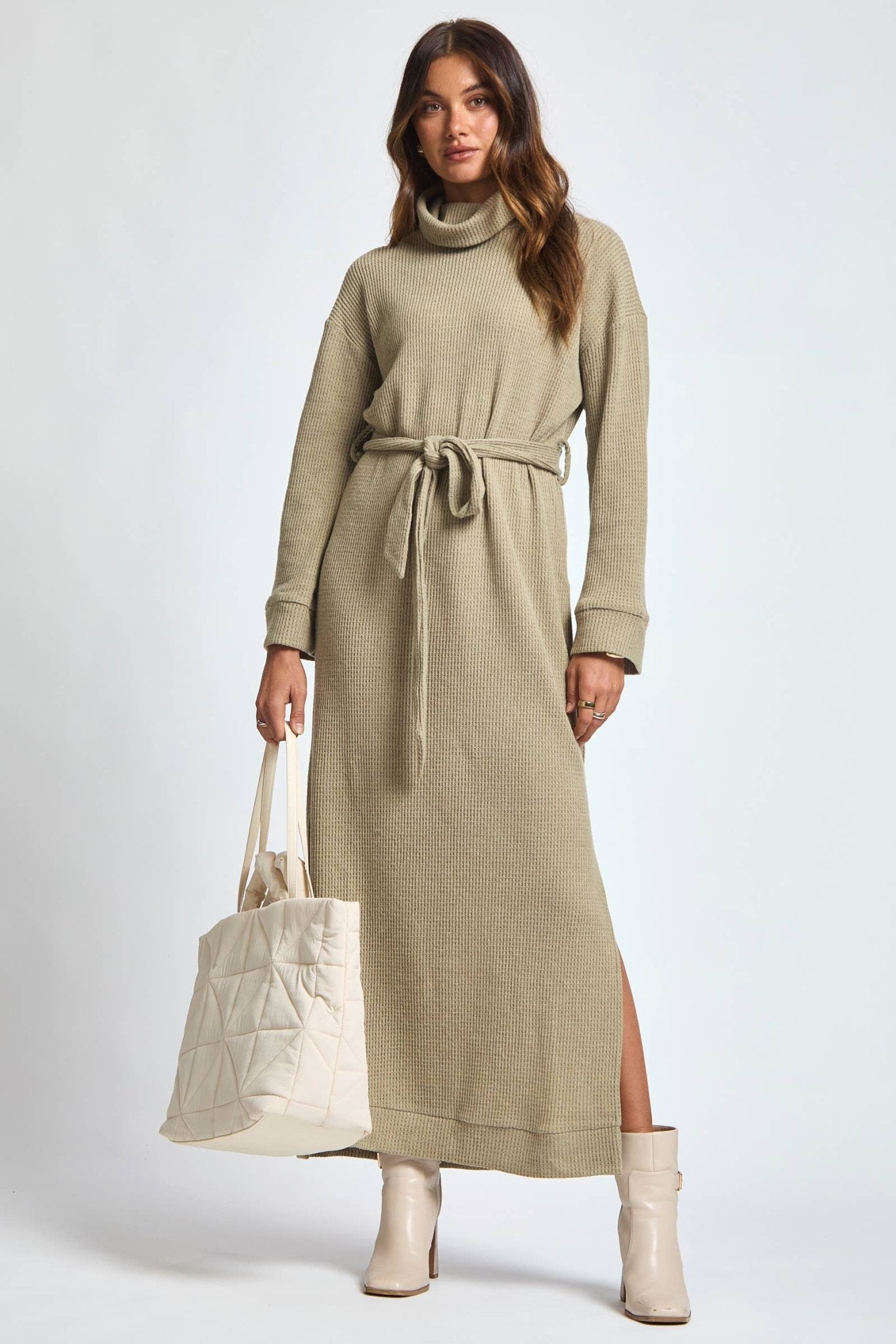 Cowl Neck Waist Tie Maxi Dress - The Bronze Butterfly