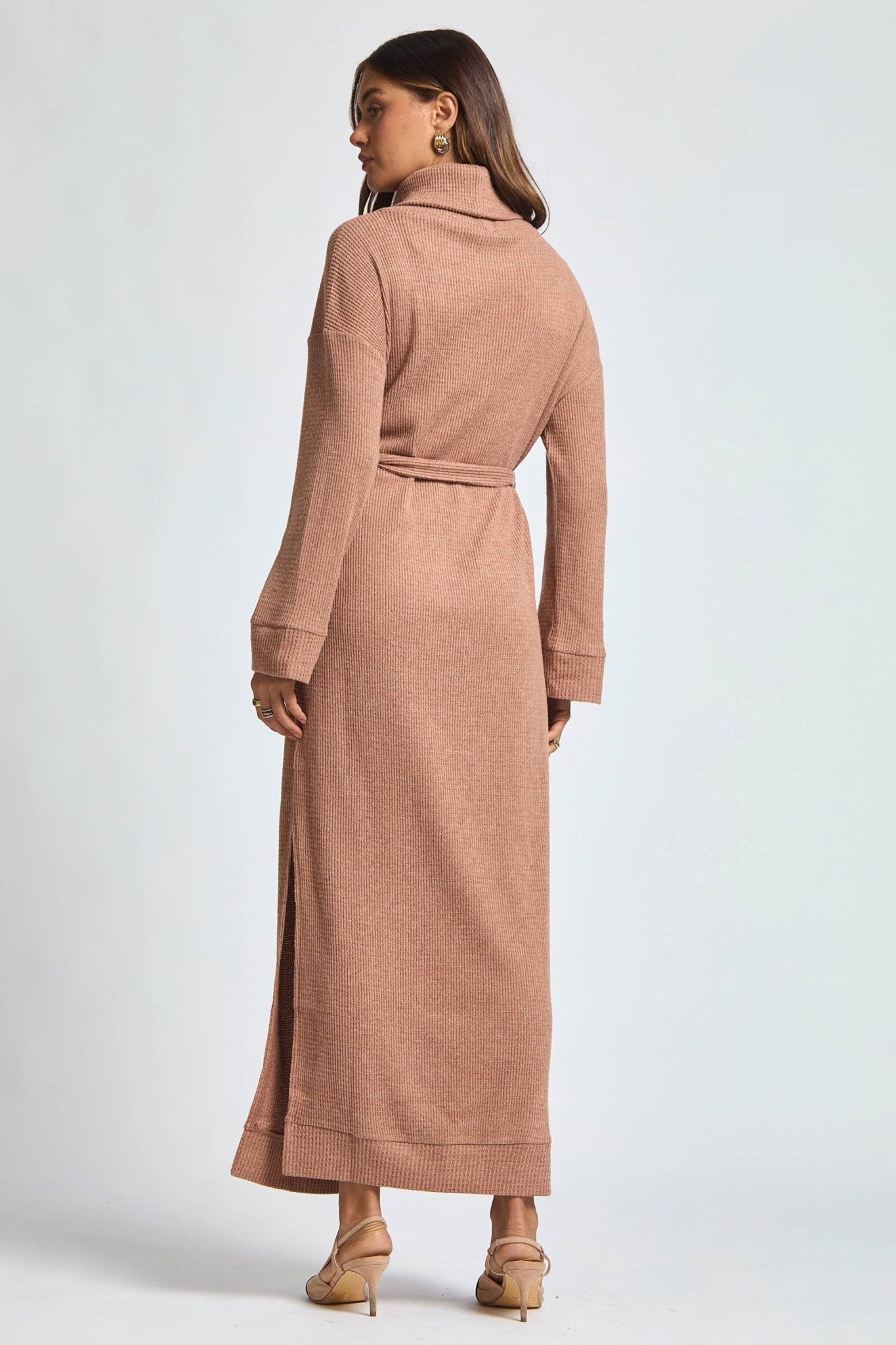 Cowl Neck Waist Tie Maxi Dress - The Bronze Butterfly