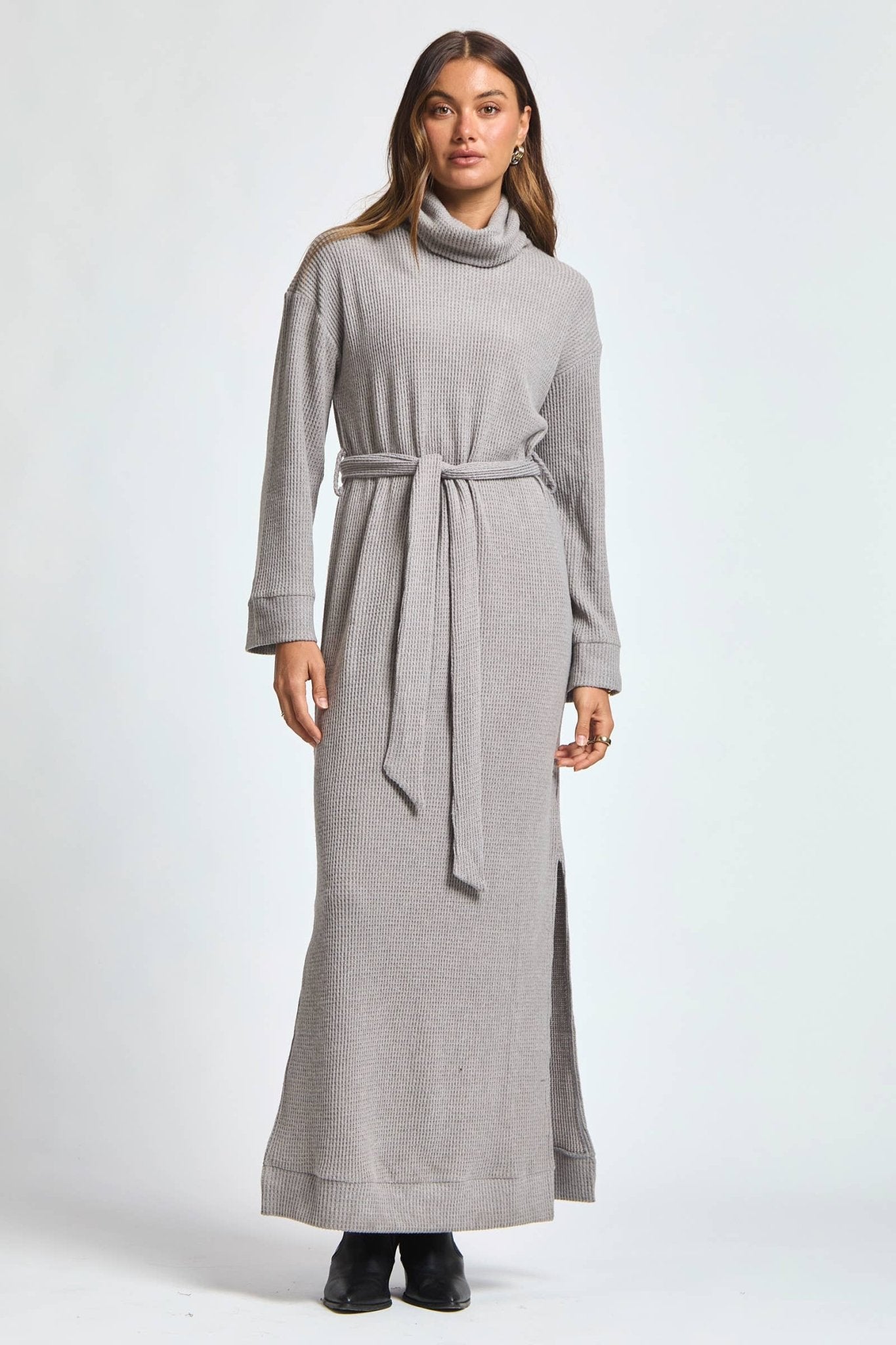 Cowl Neck Waist Tie Maxi Dress - The Bronze Butterfly