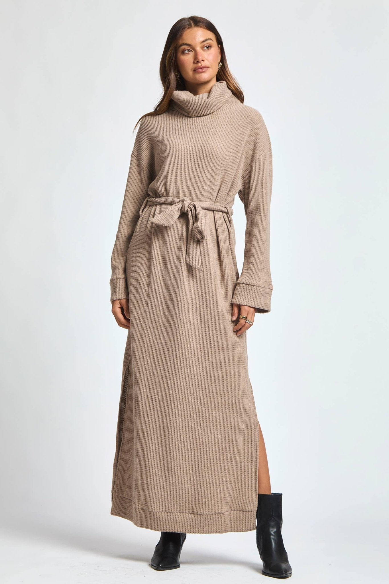 Cowl Neck Waist Tie Maxi Dress - The Bronze Butterfly