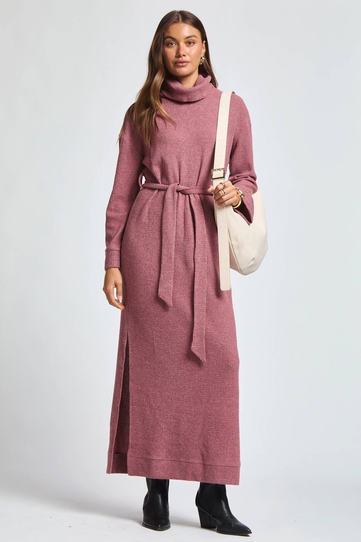 Cowl Neck Waist Tie Maxi Dress - The Bronze Butterfly