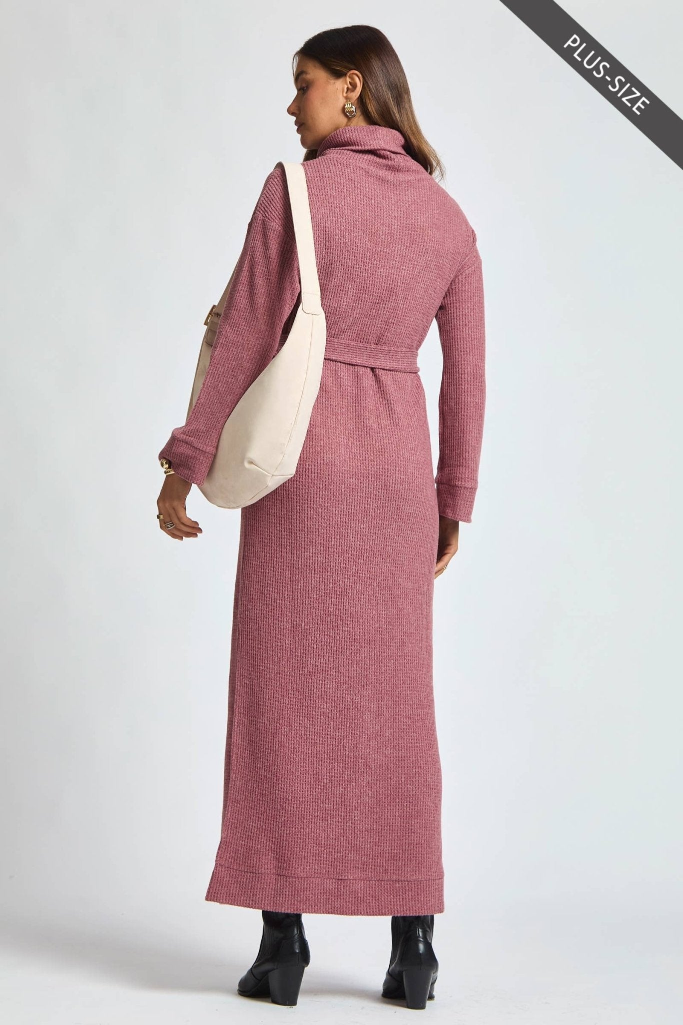 Cowl Neck Waist Tie Maxi Dress Plus Size - The Bronze Butterfly