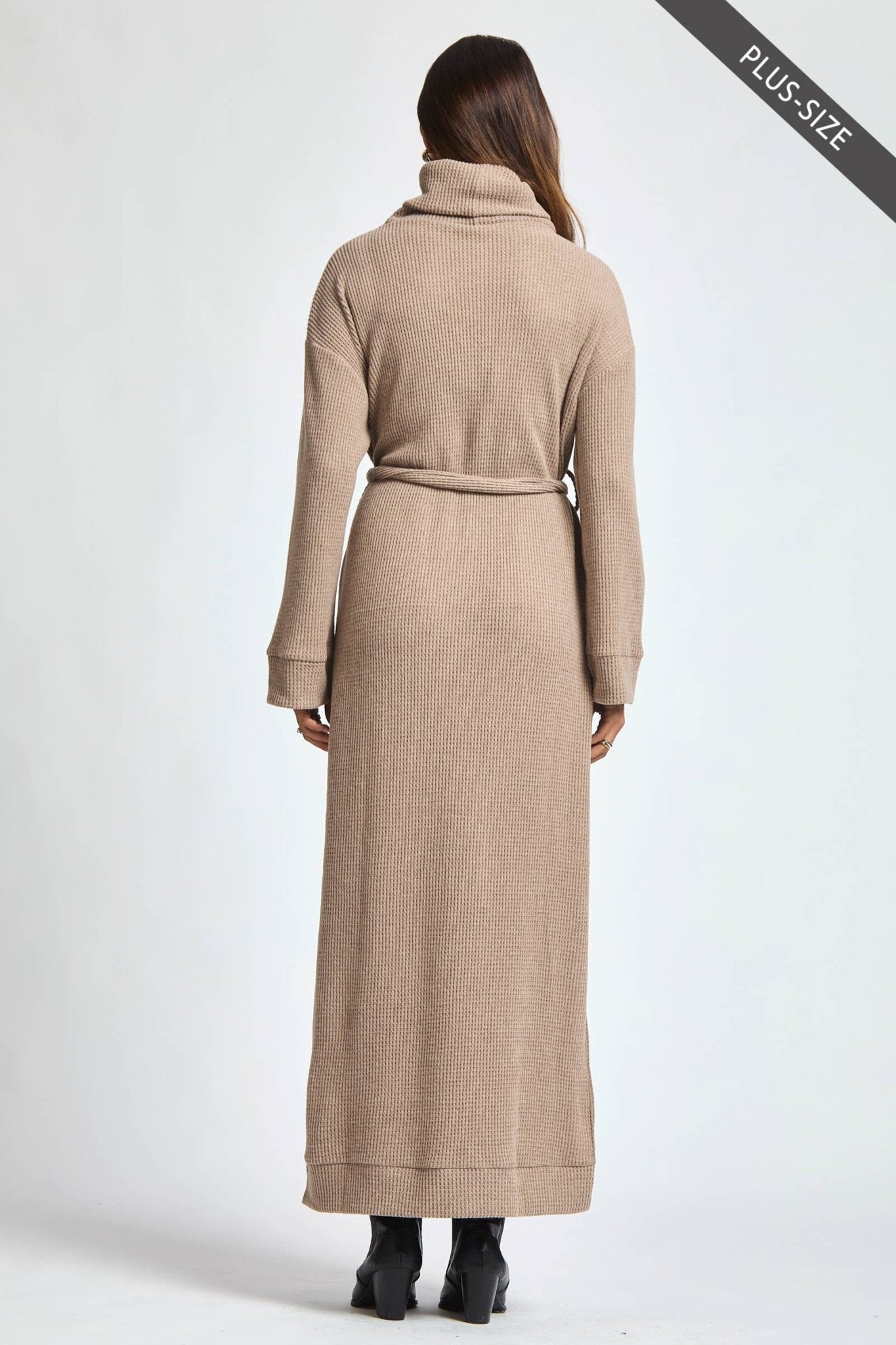 Cowl Neck Waist Tie Maxi Dress Plus Size - The Bronze Butterfly