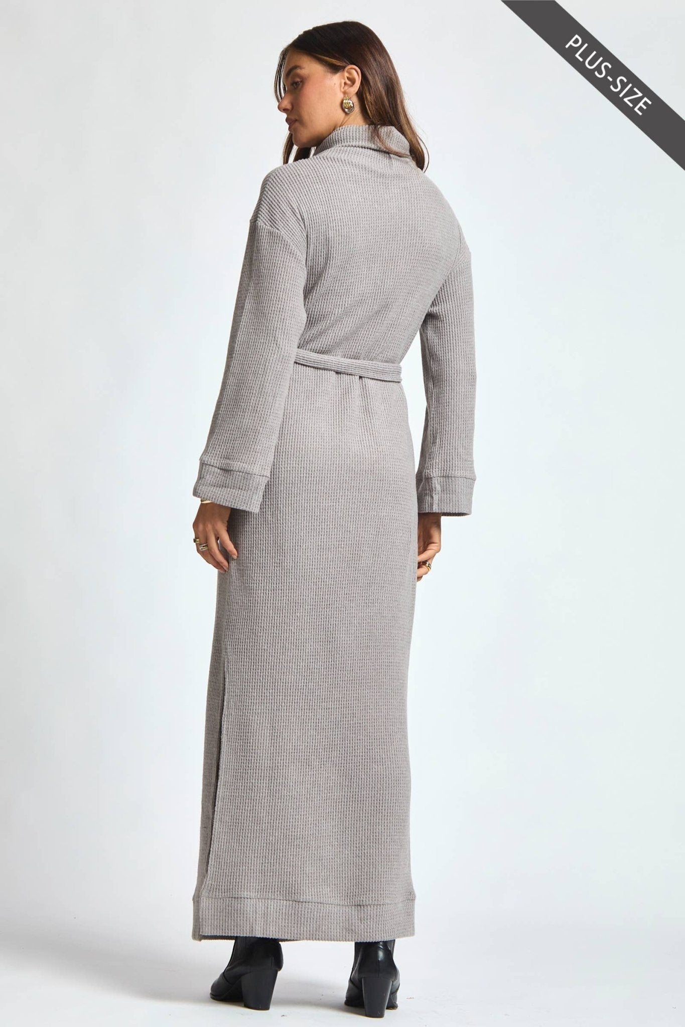 Cowl Neck Waist Tie Maxi Dress Plus Size - The Bronze Butterfly