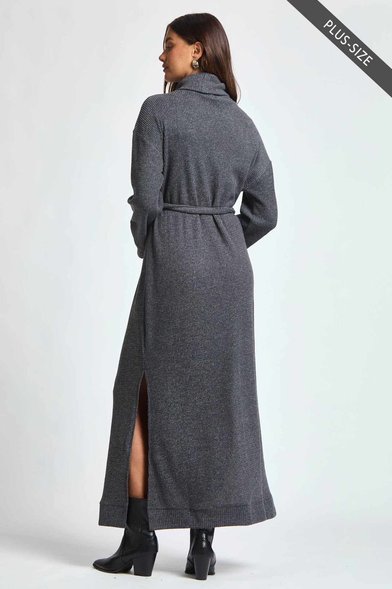 Cowl Neck Waist Tie Maxi Dress Plus Size - The Bronze Butterfly