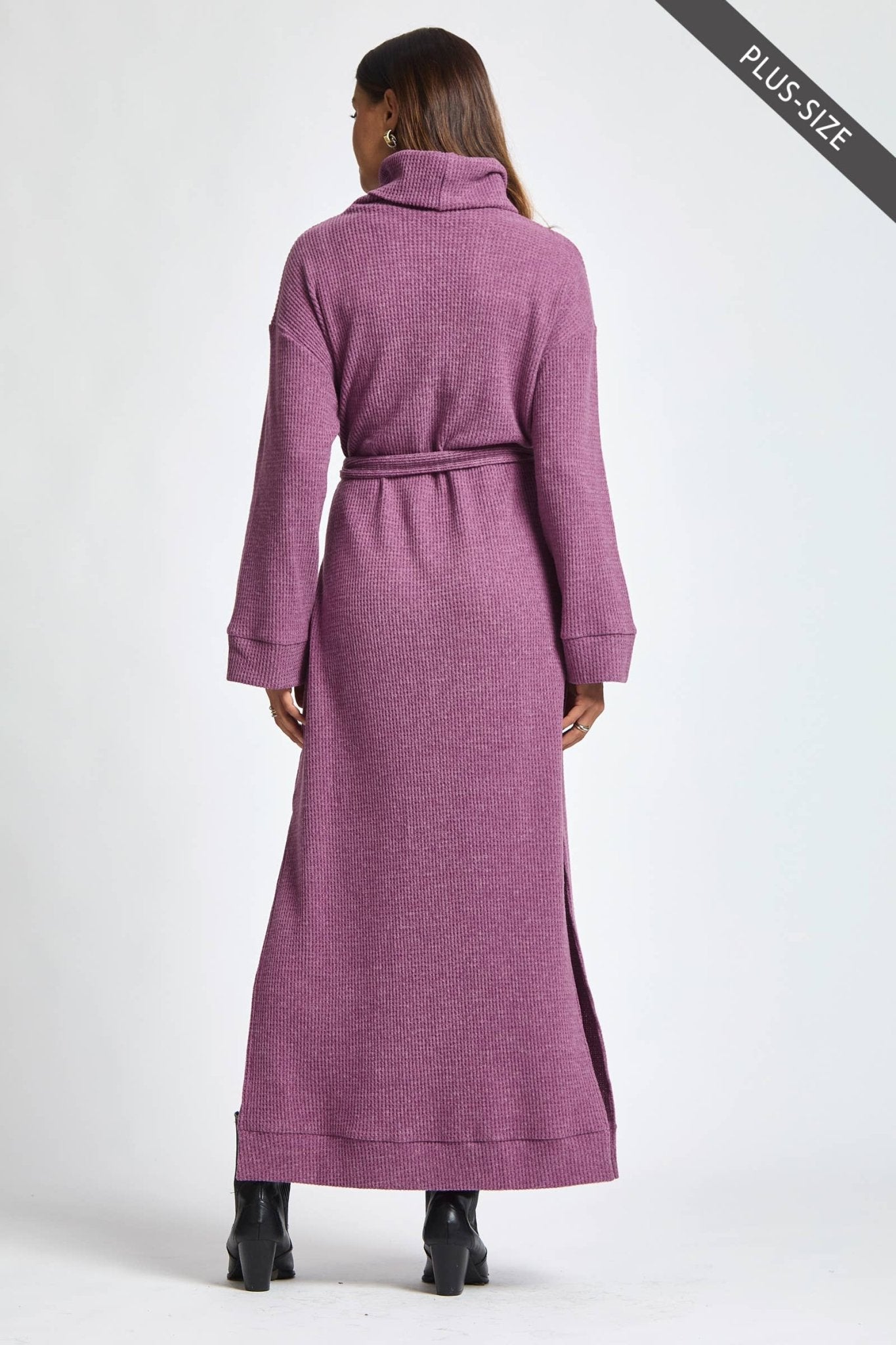 Cowl Neck Waist Tie Maxi Dress Plus Size - The Bronze Butterfly