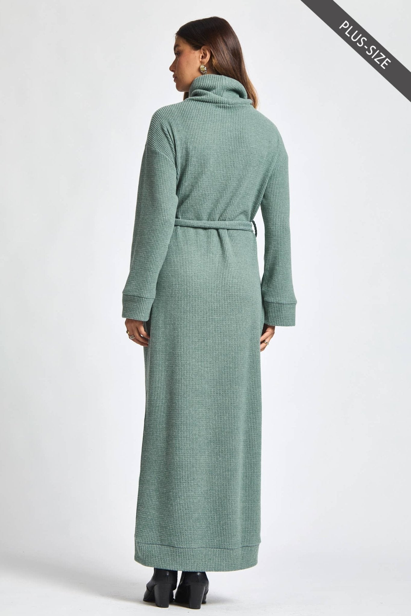 Cowl Neck Waist Tie Maxi Dress Plus Size - The Bronze Butterfly