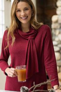 Cozy - Up Fleece Tie Neck Sweater - The Bronze Butterfly