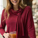 Cozy - Up Fleece Tie Neck Sweater - The Bronze Butterfly