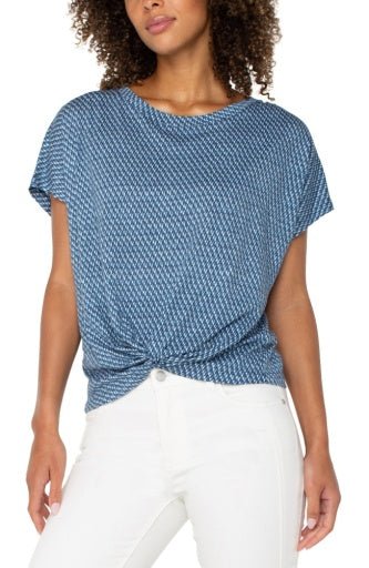 Crew Neck Knit Top w/ Front Twist Detail Liverpool - The Bronze Butterfly