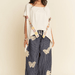 Crochet Applique Striped Barrel Pants - The Bronze Butterfly