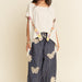 Crochet Applique Striped Barrel Pants - Plus - The Bronze Butterfly